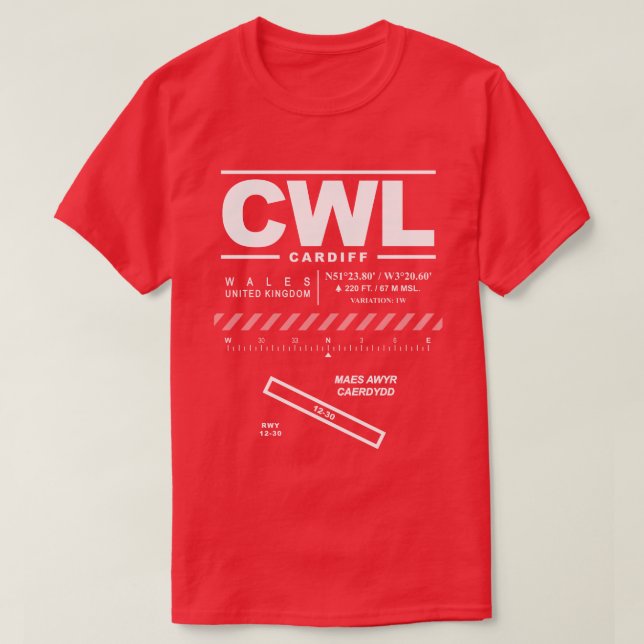 Cardiff Airport CWL T-Shirt (Design Front)