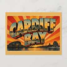 Cardiff Bay Wales Vintage Travel Art