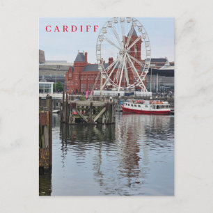Cardiff Bay wheel view postcard