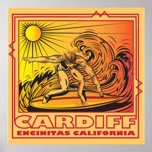 CARDIFF BY THE SEA ENCINITAS CALIFORNIA SURFING POSTER