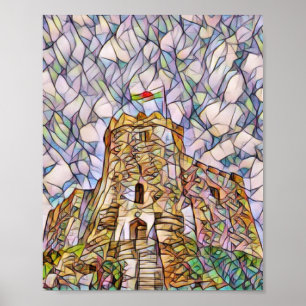 Cardiff Castle Colorful Abstract Digital Art Poster