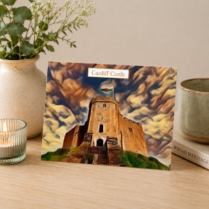 Cardiff Castle Colorful Digital Art Postcard
