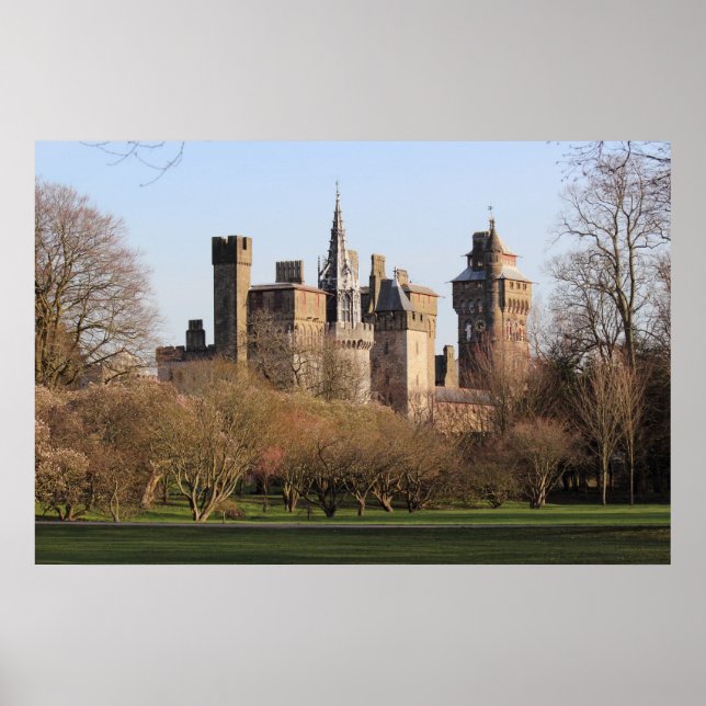 Cardiff Castle in the Early Spring Sunlight Poster (Front)