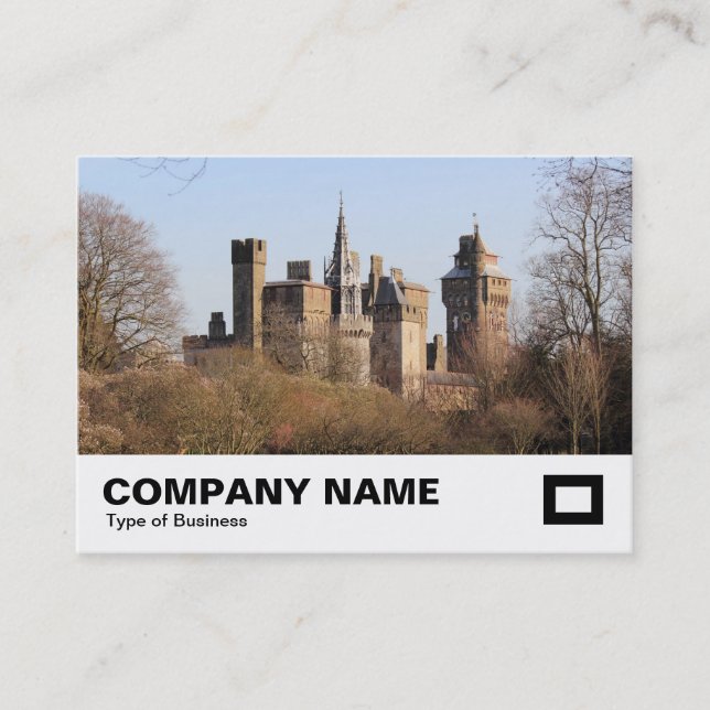Cardiff Castle in the Warm Early Spring Sunlight Business Card (Front)