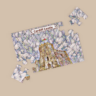 Cardiff Castle Wales UK Abstract Mosaic Art Jigsaw Puzzle