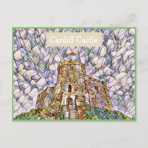 Cardiff Castle Wales UK Mosaic Effect Postcard