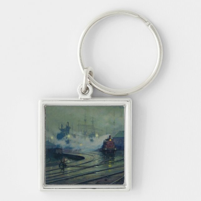 Cardiff Docks, 1896 Keychain (Front)