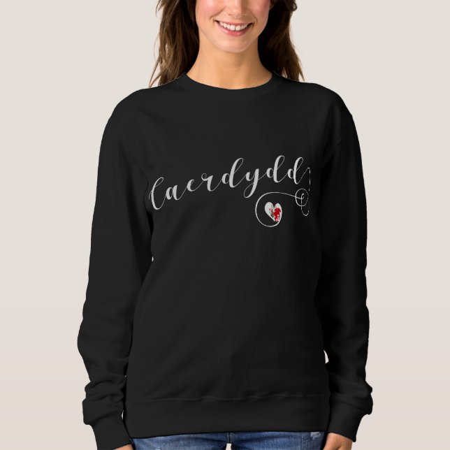 Cardiff Flag In A Heart, Wales, Caerdydd Sweatshirt (Front)