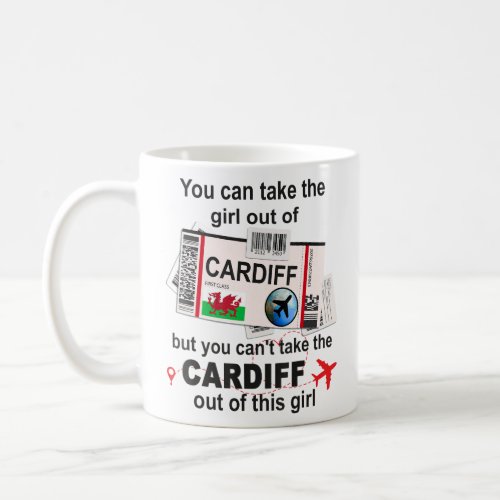 Cardiff Girl  Cardiff Boarding Pass  Cardiff  Coffee Mug