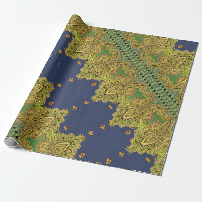Cardiff Paisley Wrapping Paper (Unrolled)