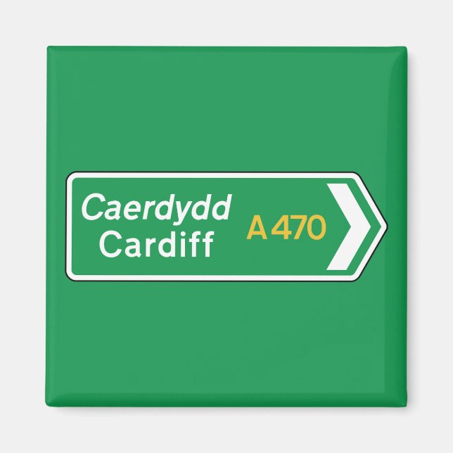 Cardiff, UK Road Sign Magnet (Front)