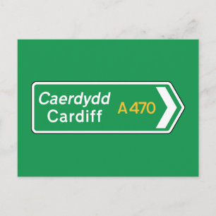 Cardiff, UK Road Sign Postcard