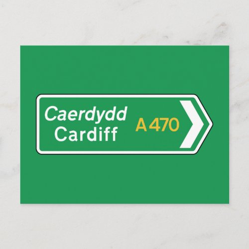 Cardiff UK Road Sign Postcard