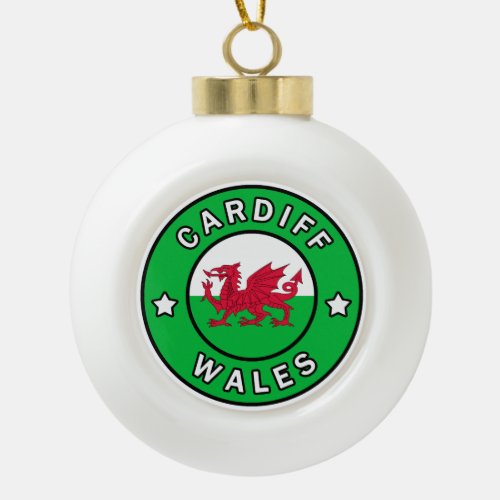 Cardiff Wales Ceramic Ball Christmas Ornament