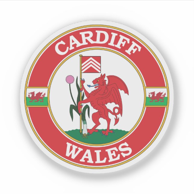 Cardiff Wales Circle Emblem Sticker (Front)