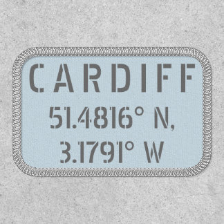 Cardiff Wales Latitude & Longitude Iron On Patch