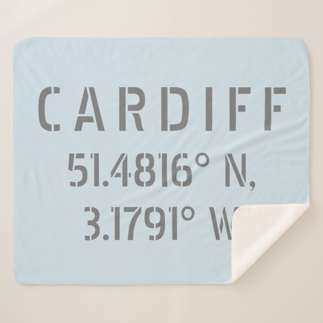 Cardiff Wales Latitude & Longitude Sherpa Blanket (Front (Horizontal))