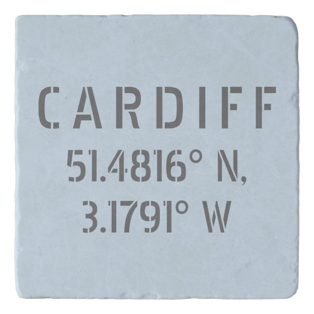 Cardiff Wales Latitude & Longitude Trivet (Front)