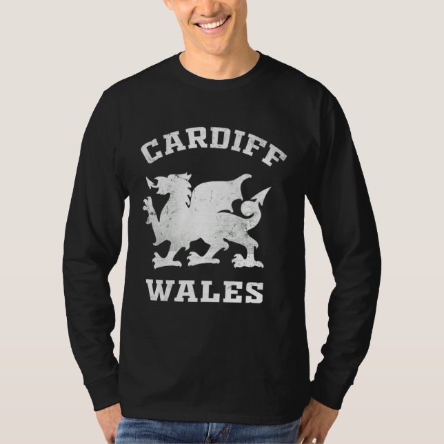 Cardiff Wales  Men Women Kids Students Welsh Drago T-Shirt (Front)