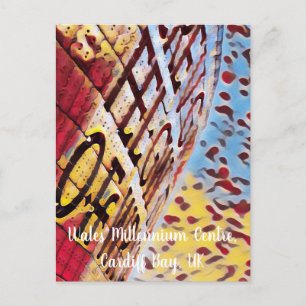 Cardiff Wales Millennium Center Colorful Arty Postcard