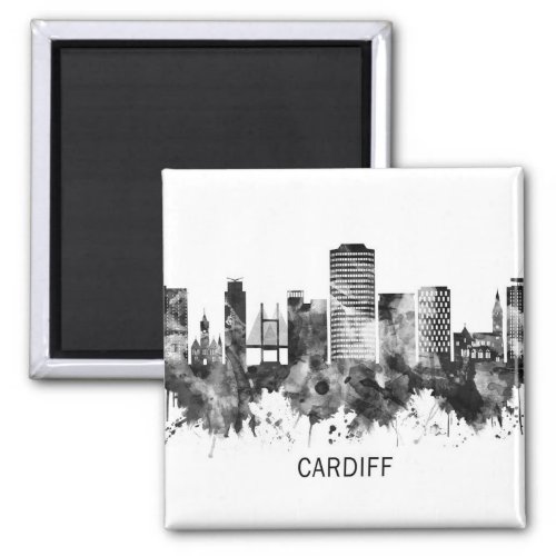 Cardiff Wales Skyline BW Magnet