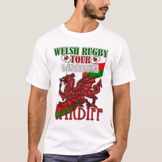 Cardiff Welsh Rugby Tour 6 Nations Welsh Dragon T-Shirt (Front)