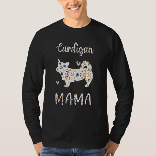 Cardigan Mama Floral Dog Mom Love T_Shirt