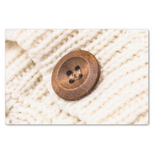 Cardigan sweater knit button brown cream tissue paper