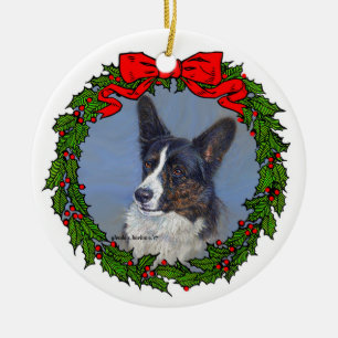 Cardigan Welsh Corgi Art by Glenda S. Harlan Ceramic Ornament