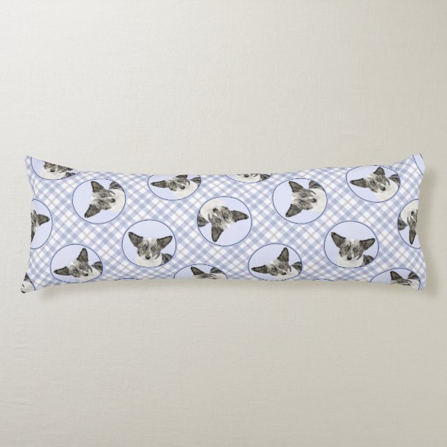 Cardigan Welsh Corgi Blue Merle Painting Dog Art Body Pillow (Front)