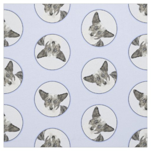 Cardigan Welsh Corgi Blue Merle Painting Dog Art Fabric