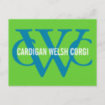 Cardigan Welsh Corgi Breed Monogram Postcard