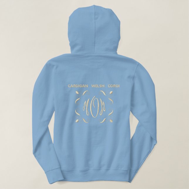 Cardigan Welsh Corgi Dog Mom Embroidered Hoodie (Design Back)
