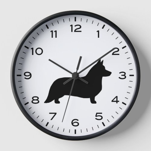 Cardigan Welsh Corgi Dog Silhouette Clock