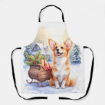 Cardigan Welsh Corgi Festive Sleigh Christmas Art Apron