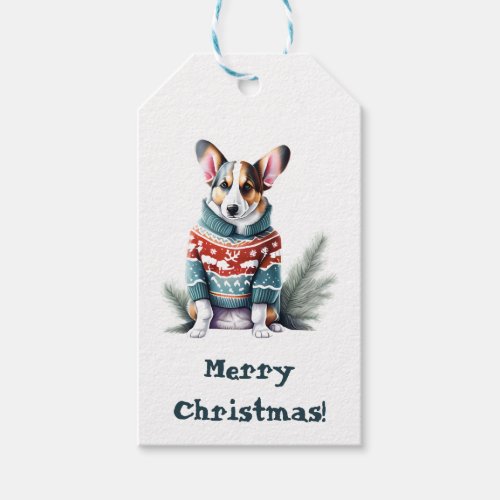 Cardigan Welsh Corgi in Christmas Sweater ToFrom Gift Tags