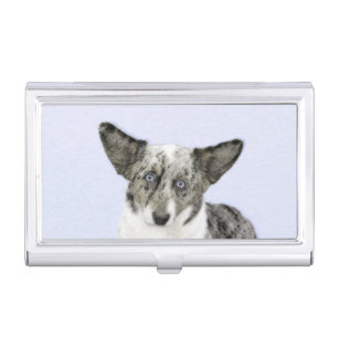 Cardigan Welsh Corgi Painting - Original Dog Art Business Card Case
