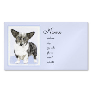 Cardigan Welsh Corgi Painting - Original Dog Art Business Card Magnet