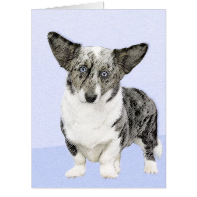 Cardigan Welsh Corgi Painting - Original Dog Art Card (Front)