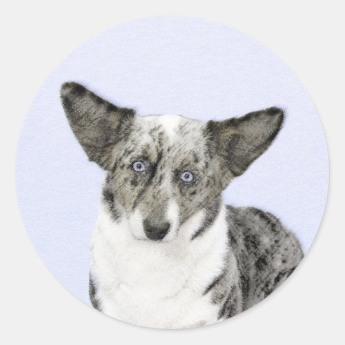 Cardigan Welsh Corgi Painting _ Original Dog Art Classic Round Sticker