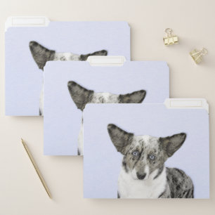 Cardigan Welsh Corgi Painting - Original Dog Art File Folder