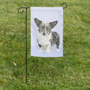 Cardigan Welsh Corgi Painting - Original Dog Art Garden Flag