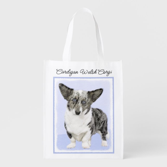 Cardigan Welsh Corgi Painting - Original Dog Art Grocery Bag (Front)