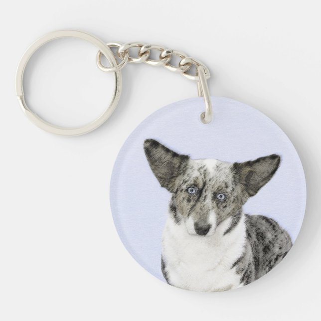 Cardigan Welsh Corgi Painting - Original Dog Art Keychain (Front)