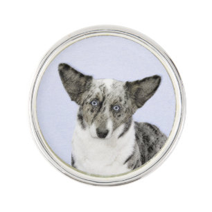 Cardigan Welsh Corgi Painting - Original Dog Art Lapel Pin