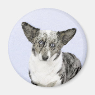 Cardigan Welsh Corgi Painting - Original Dog Art Magnet