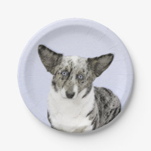 Cardigan Welsh Corgi Painting - Original Dog Art Paper Plates