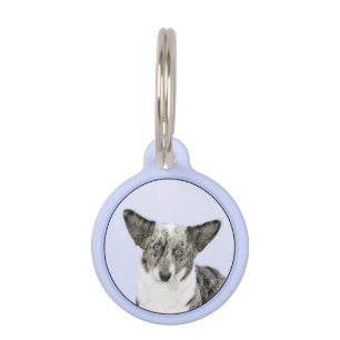 Cardigan Welsh Corgi Painting - Original Dog Art Pet ID Tag