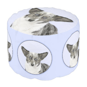 Cardigan Welsh Corgi Painting - Original Dog Art Pouf