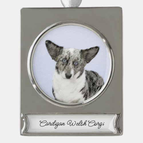 Cardigan Welsh Corgi Painting _ Original Dog Art Silver Plated Banner Ornament